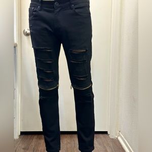 KDNK Gold Zippers Black Skinny Jeans!